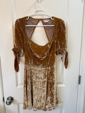 Reformation Gold Velvet Mini Dress